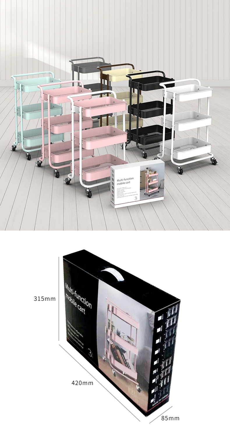 Mobile trolley, floor-standing, multi-level kitchen storage trolley, living room snack storage trolley, bathroom storage rack pic 22