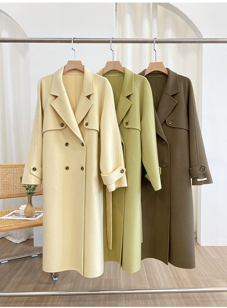 Q469 Dongdaemun Double-sided Cashmere Coat Korean version Autumn and Winter New Style Wool Tie suit collar woolen coat for women pic 50