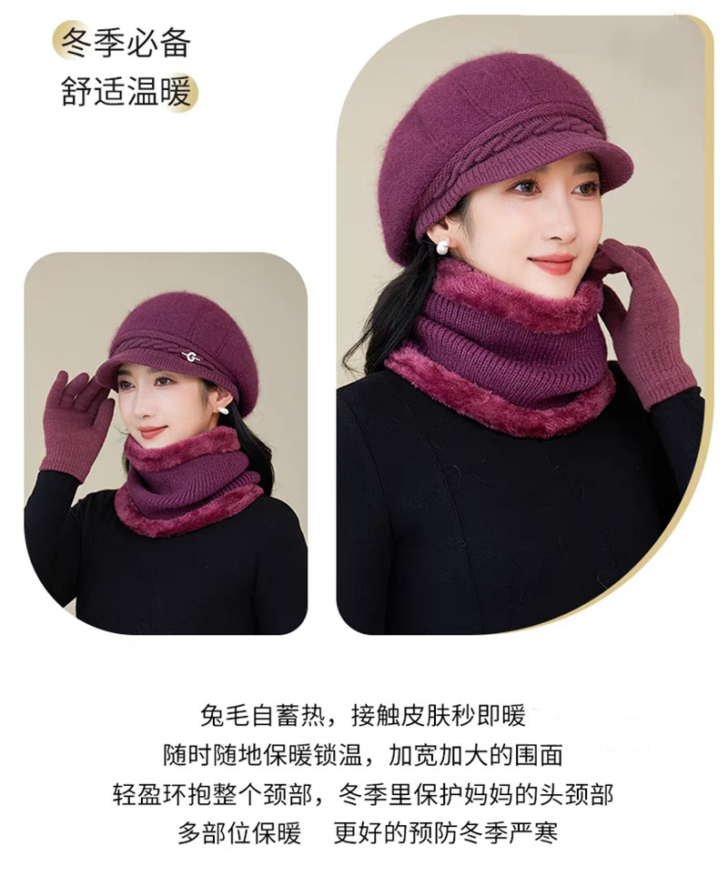 冬季妈妈帽子老太太毛线帽女士加绒兔毛保暖针织帽时尚百搭详情3