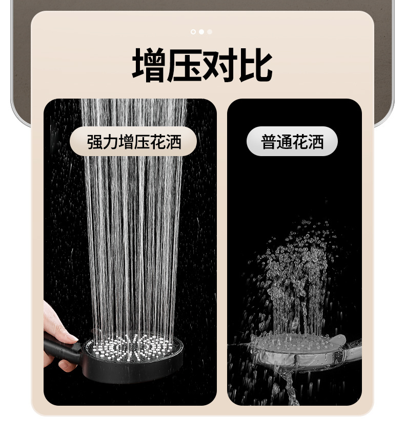 大黑色增压花洒喷头家用大出水量浴室热水器加压淋雨沐浴套装浴霸详情5