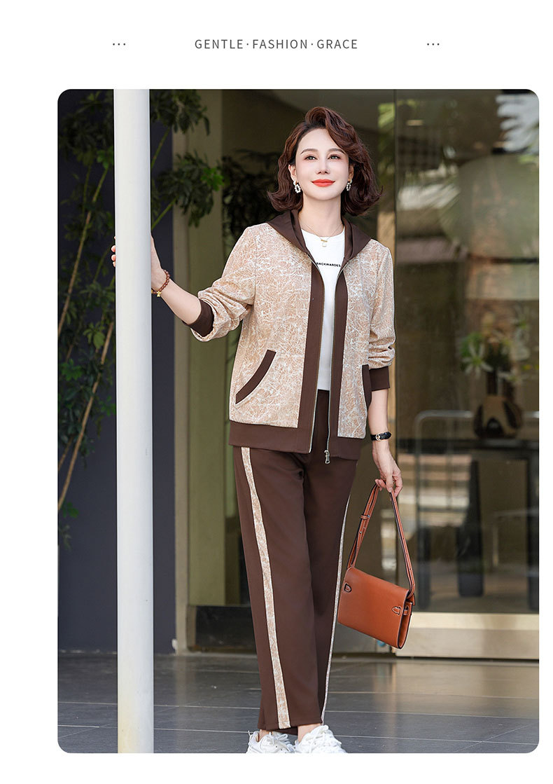 Madre de edad media otoño traje 2024 nuevo medio y viejo mujer otoño chaqueta casual abrigos moda ropa deportiva pic 17