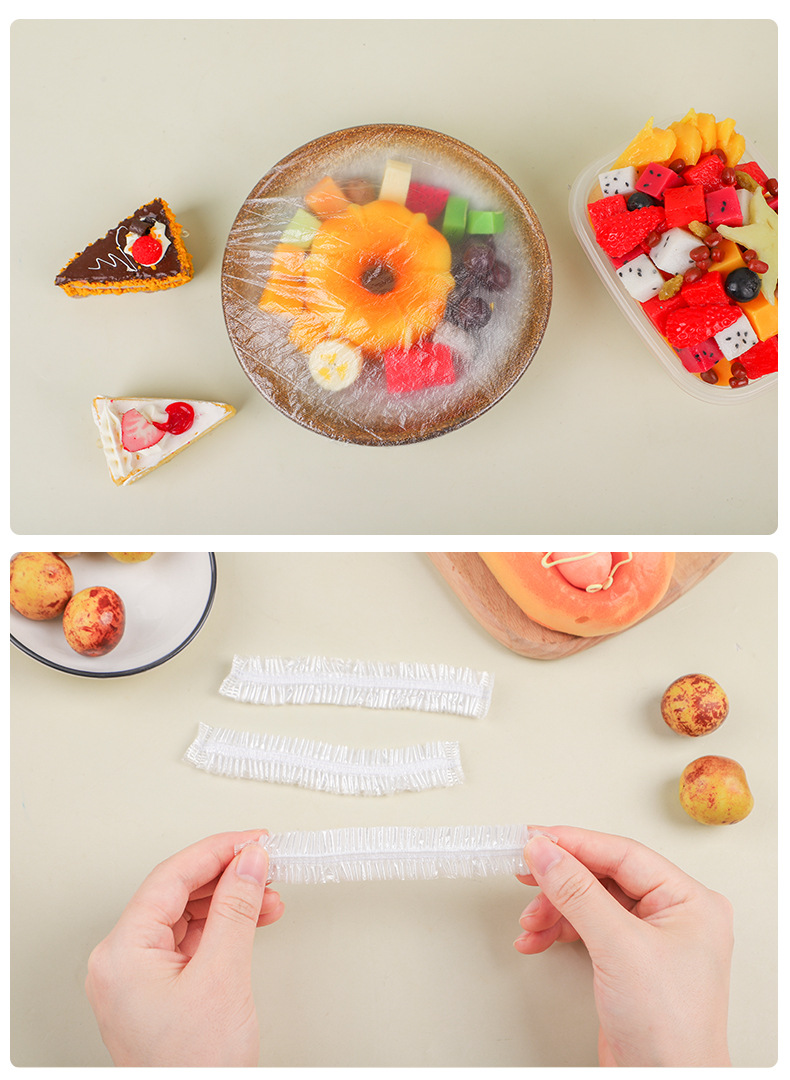 Xunjiajie Food Household Grade dust-proof and insect-proof elastic and tight disposable cling film covers for supermarkets, 100 or 200 pieces pic 12