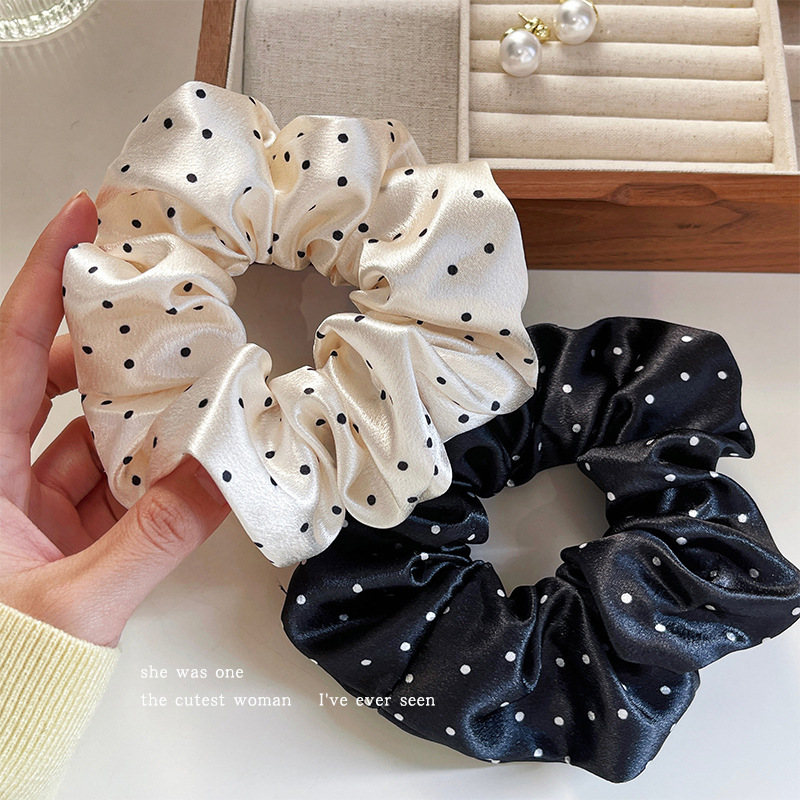 Korean-style polka dot large intestine hair band for women 2024 new trendy hair tie, hair tie rubber band, high-end hair tie and hair accessory pic 2