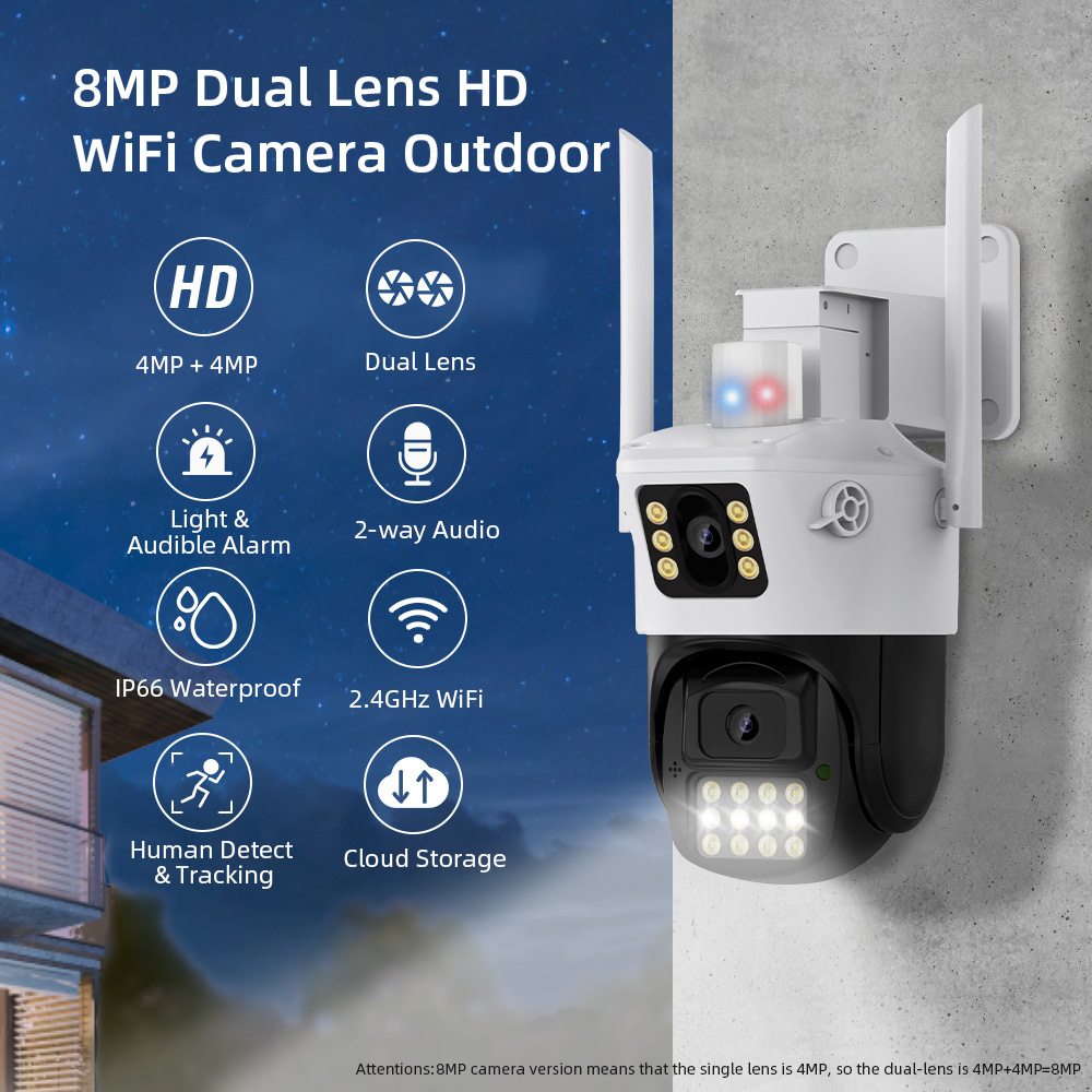 ICSEE dual-camera gun ball surveillance camera, a 360-degree home outdoor high-definition monitor with no blind spots pic 1