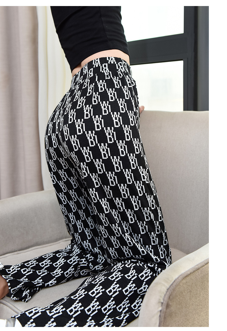 Wide-leg pants for women in 2021, high-waisted and slimming casual pants, spring and autumn Korean style letter loose straight-leg pants, long pants trend pic 23