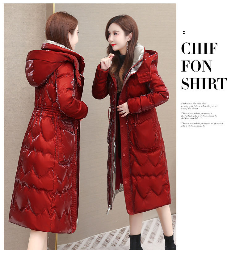 Estilo elegante con capucha nueva chaqueta para mujeres invierno 2022 temperamento con cordones slim estilo medio largo abrigo para mujeres pic 12