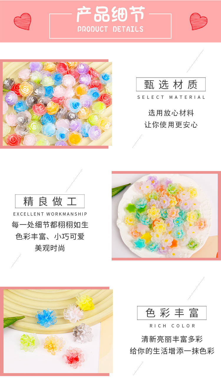 新款夜光晕染彩色半透diy手机壳奶油胶树脂配件发夹头绳材料批发详情6