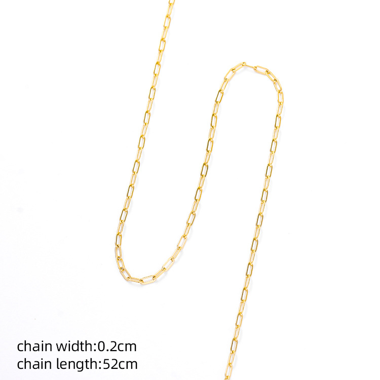 14k gold-plated genuine European and American style thick chain long flat square hole chain bracelet titanium steel necklace color retention pic 10