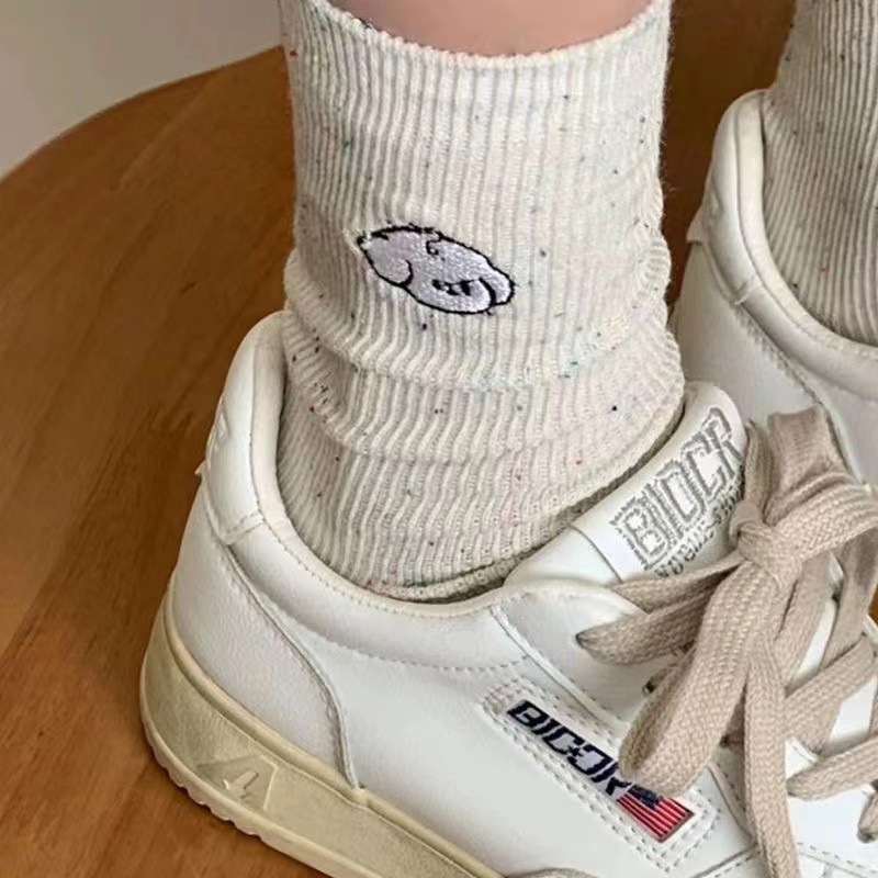 春夏季猫猫狗狗点子纱可爱提花小狗猫袜子女中筒袜百搭透气白色详情5