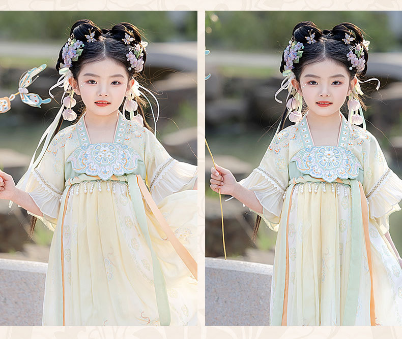 国潮女童汉服2025夏季新款儿童高端古装日常襦裙小女孩唐装连衣裙批发详情13
