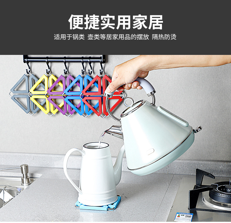 Creative anti-scald and anti-slip silicone pads, high-temperature resistant stainless steel pot pads, foldable heat-insulating table MATS as gifts pic 4
