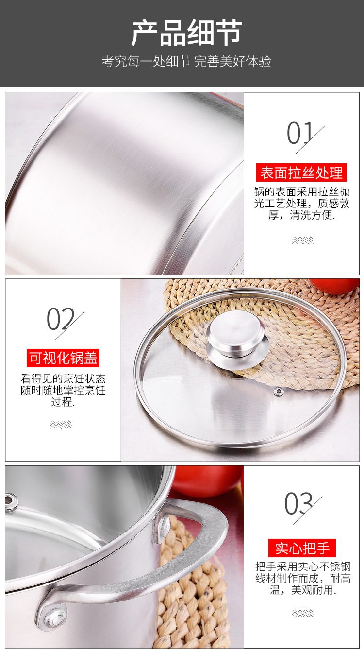 Gift set: 304 stainless steel three-piece cookware 16+20+24cm kitchen daily-use cookware combination set pic 11