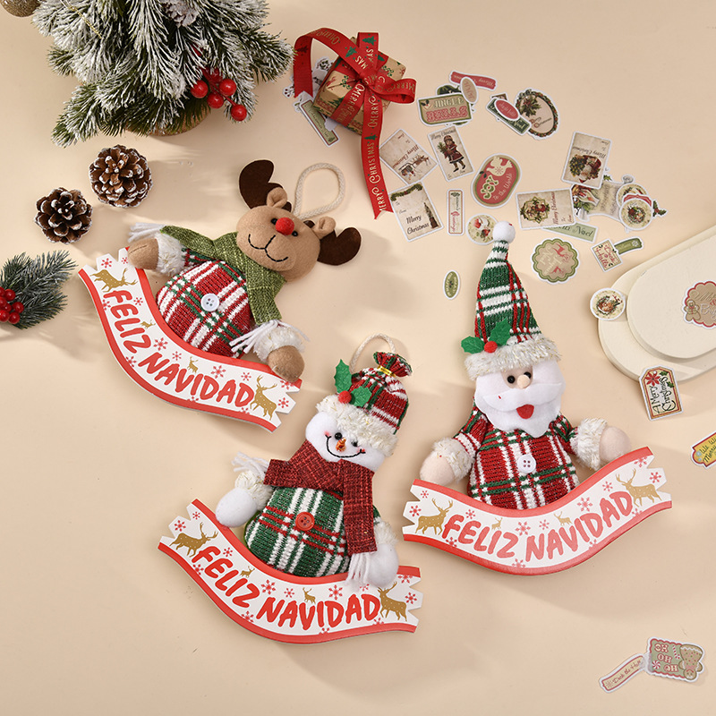 圣诞公仔挂件圣诞节庆室内装饰布艺摆件圣诞树麋鹿雪人装饰品批发详情1