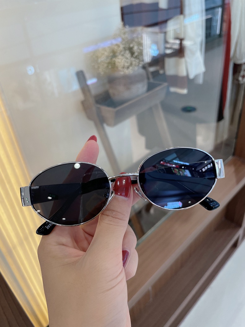 New cat-eye high-definition polarized glasses, oval-shaped personalized metal-framed sunglasses, fashionable and retro sunglasses for female Internet celebrities pic 23