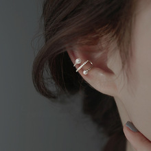 Long ear-clip-style earrings without ear piercings, simple and elegant for women, a niche European and American twisted long tassel ear-hanging bone clip pic 10