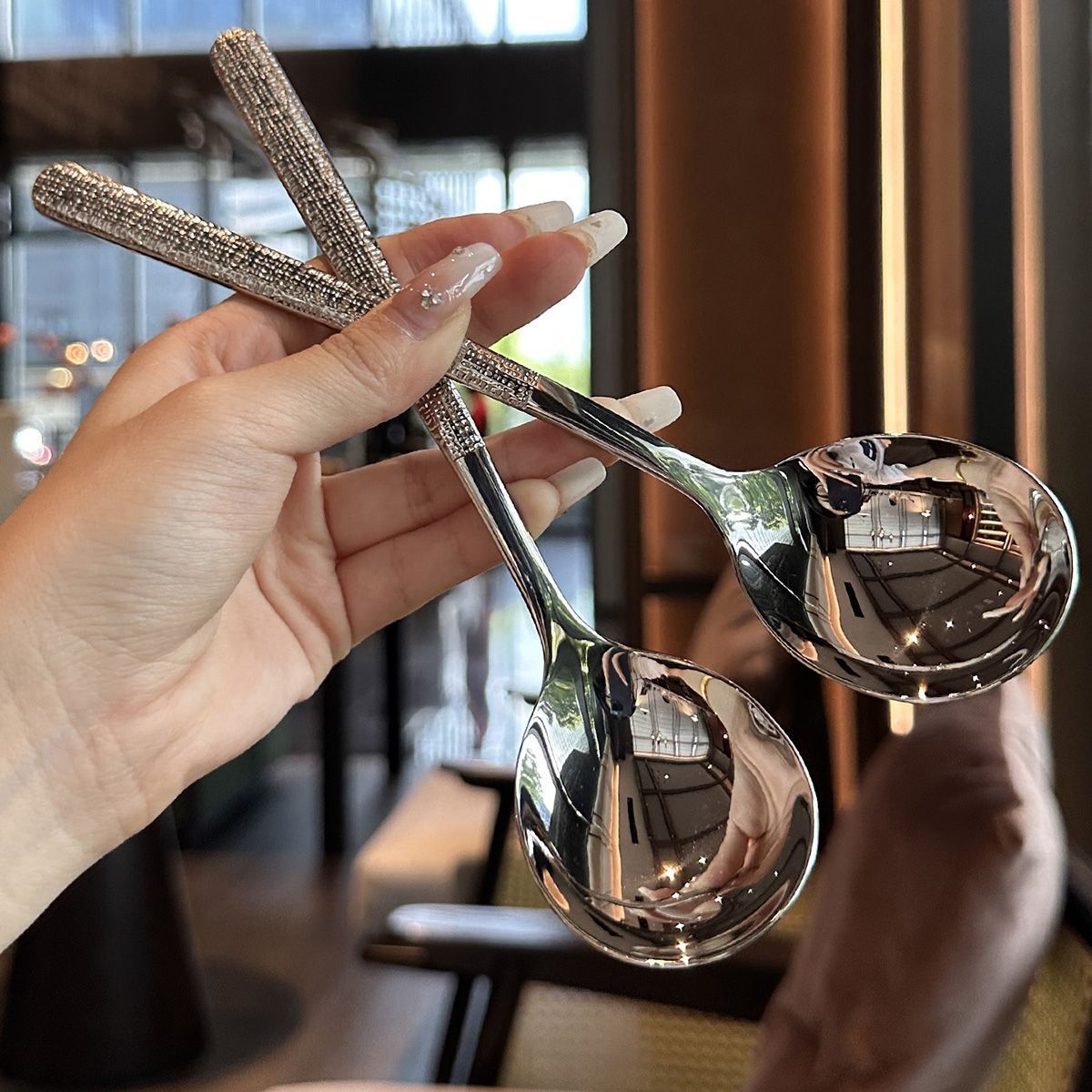 名瑞304不锈钢勺子高颜值调羹搅拌勺家用长柄喝汤吃饭勺宝宝汤匙详情9