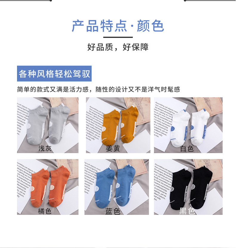 袜子男短袜夏季薄款透气运动袜短筒学生ins风街头男女篮球袜船袜详情3