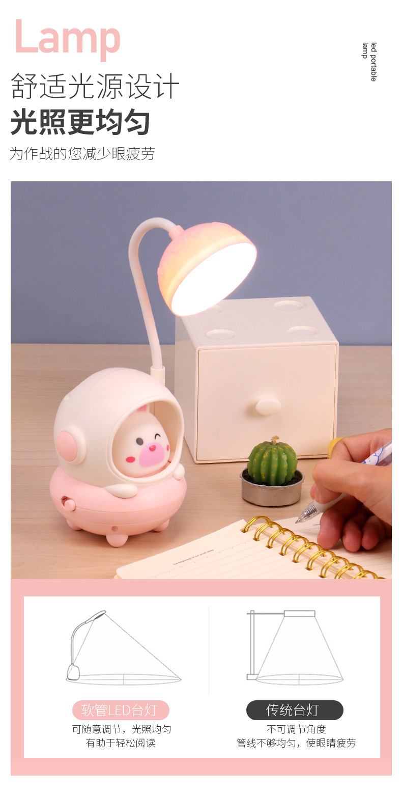 Dormitory space cartoon night light, cute little desk lamp, adorable USB charging portable desk lamp for the start of the school year pic 6