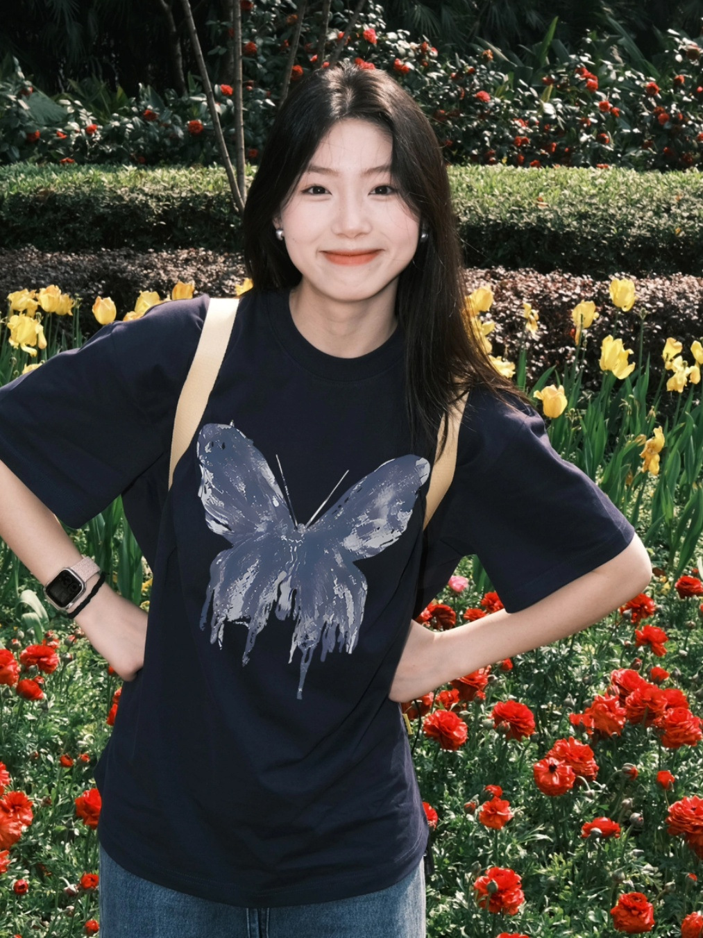代发2024夏季新款230克圆领印花宽松纯棉短袖t恤女百搭舒适打底衫详情10