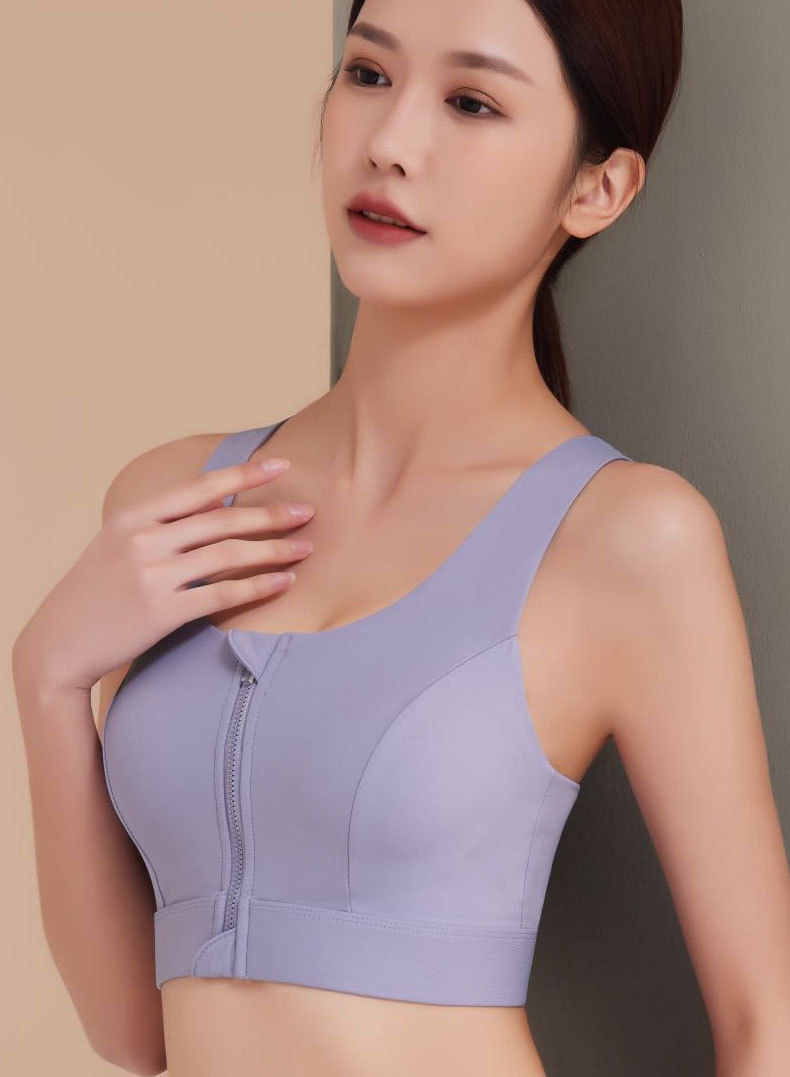 前拉链运动内衣防震高强度一体式固定杯外穿美背健身瑜伽背心文胸详情1