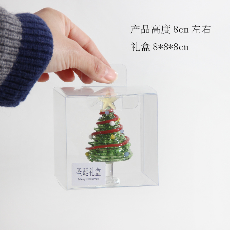 圣诞节礼物拉丝圣诞树淄博琉璃工艺品玻璃制品桌面摆件手工装饰灯详情45