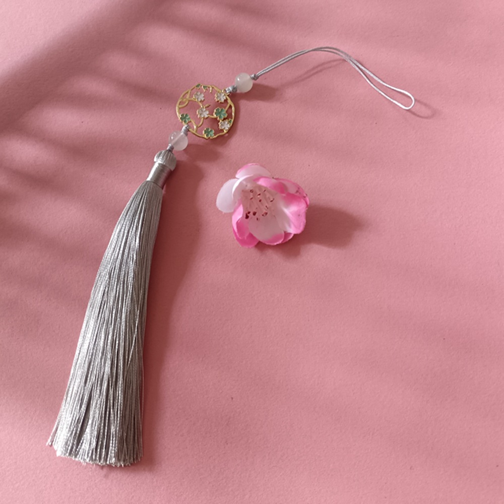 Jiuyue Ancient-style Golden Branch and Jade Leaf Plum Blossom tassel pendant, pendant hanging tassel, Hanfu accessory forbidden step, pressed lapel, handcrafted pic 4