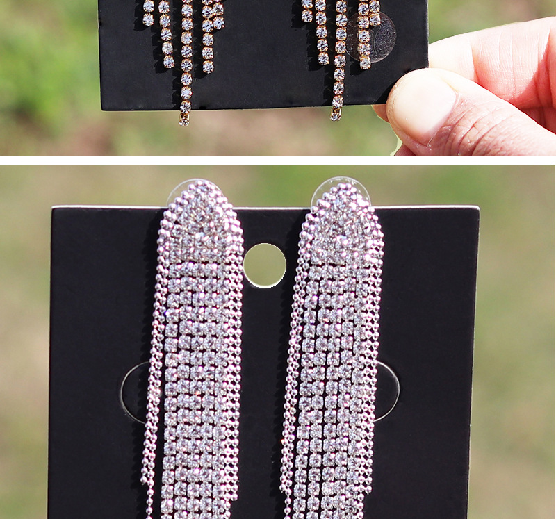 超闪爪链长款流苏耳环女欧美夸张几何形镶钻耳饰跨境货源环保饰品详情20