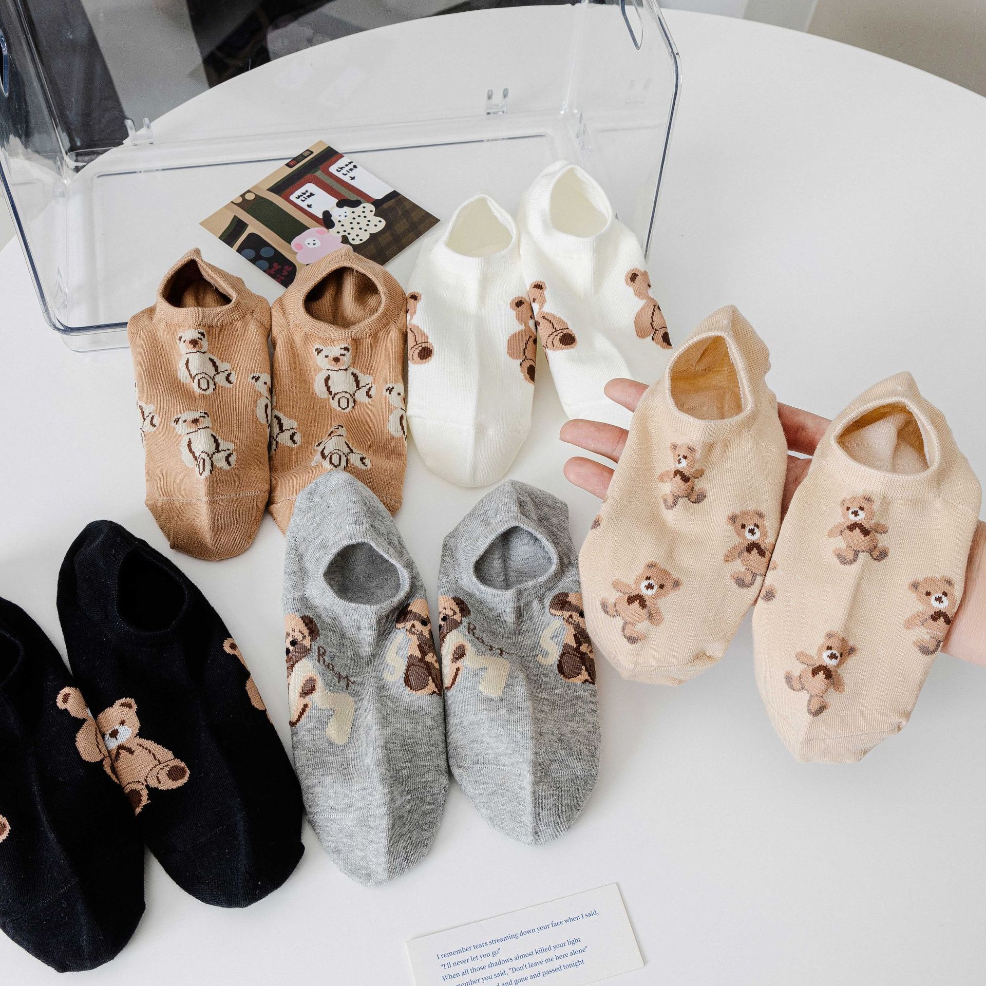 严选卡通女生袜子女船筒袜夏季薄款袜子提花短款女生棉袜子批发详情11