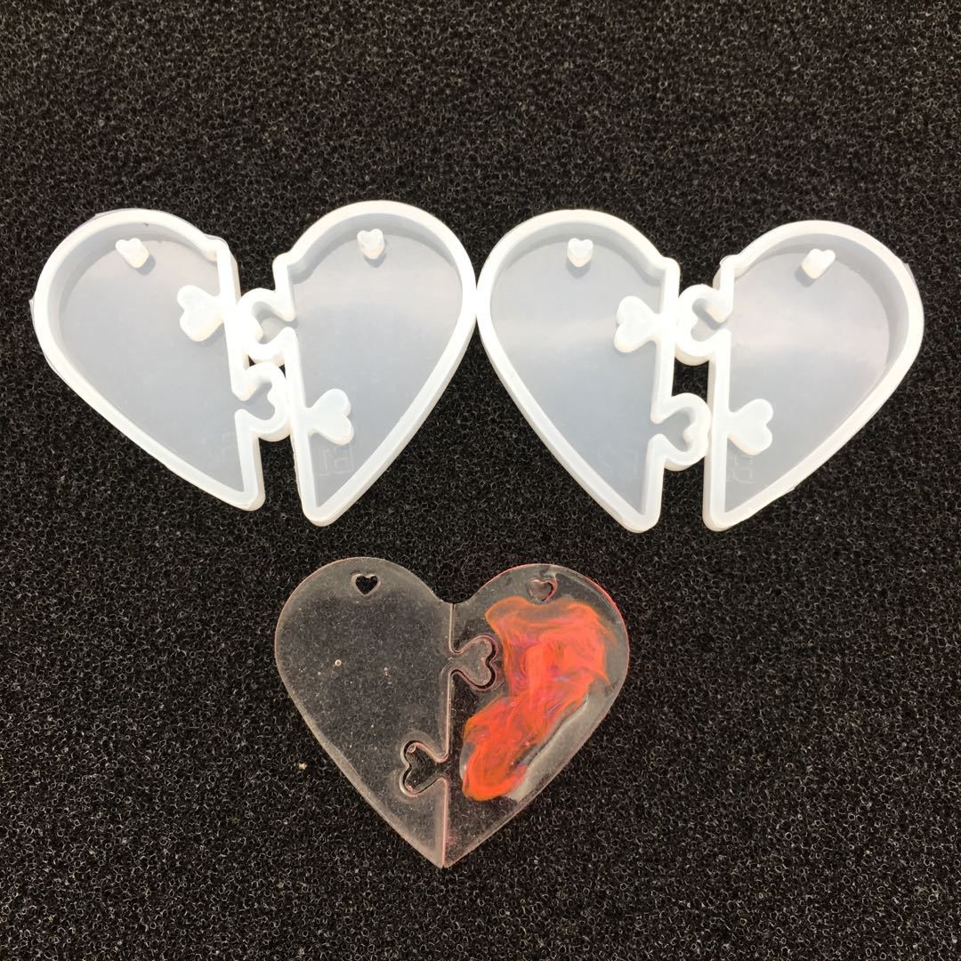 diy silicone crystal resin couple pendants, new heart-shaped pendants, heart-shaped lock ashtrays pic 6