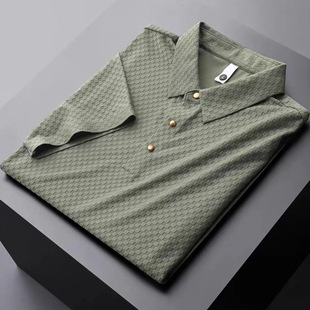 Summer thin short-sleeved T-shirt for men, light luxury and slim fit, ice silk cotton high-end letter printed round-neck T-shirt, trendy top pic 46