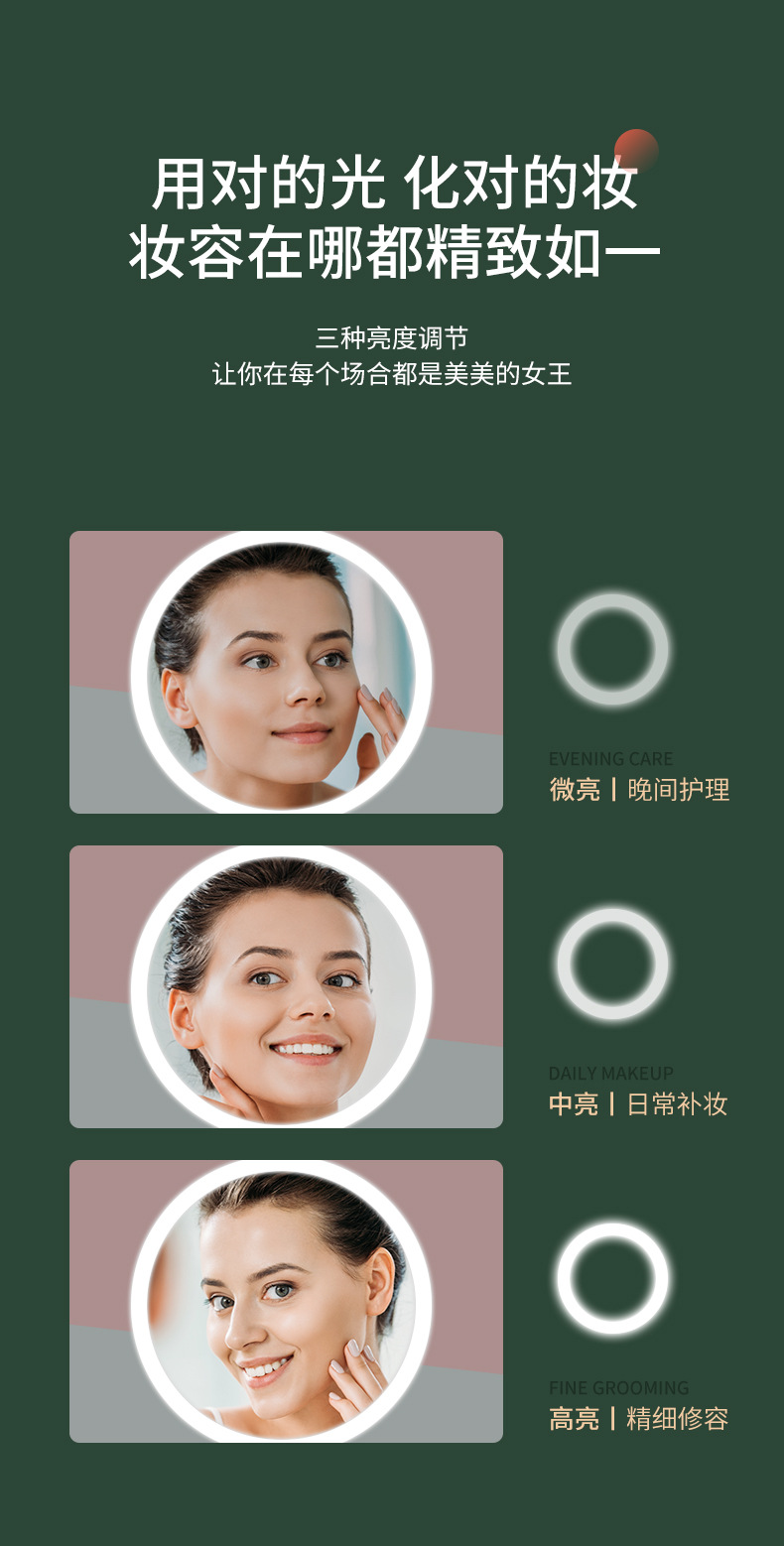 Yiwu factory USB gift dressing mirror with led makeup mirror with light, new desktop folding supplementary light small mirror pic 6