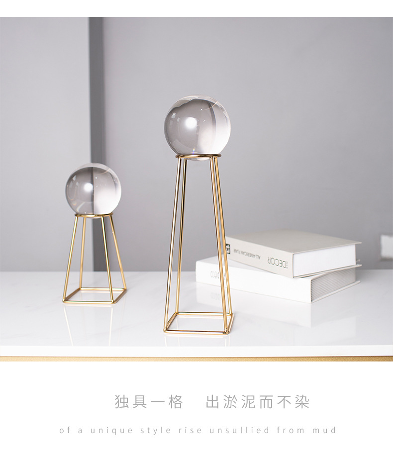 Modern home model room decoration, crystal ball ornaments, metal shelves, modern creative decorative items for study rooms and offices pic 25