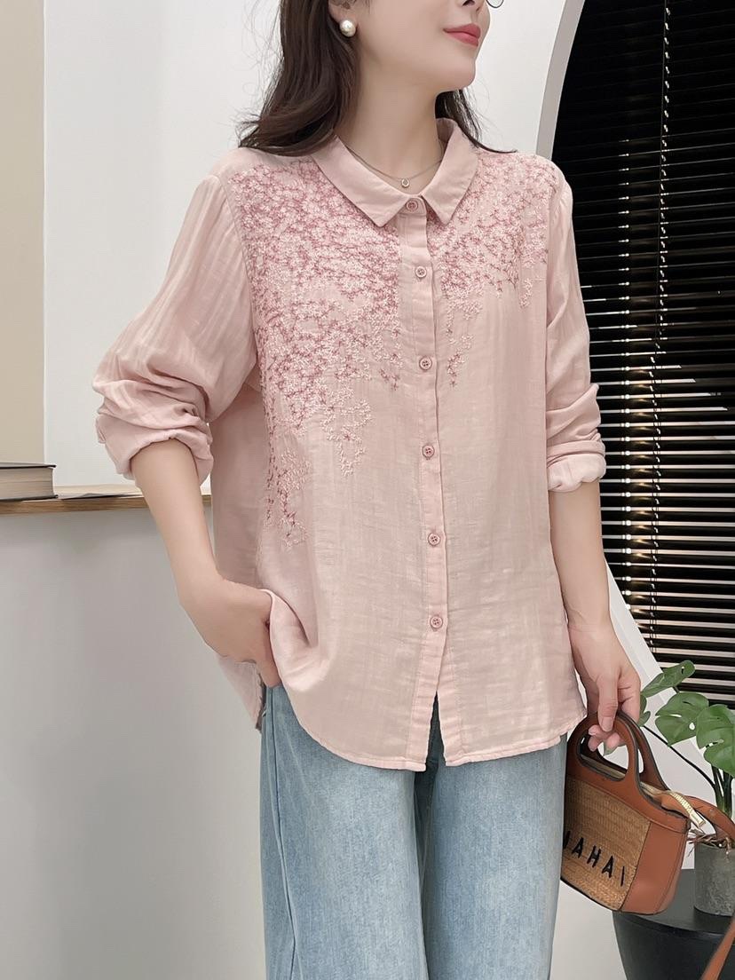 韩版新款森女系重工刺绣花朵双层纱长袖宽松版单排扣百搭小开衫女详情4