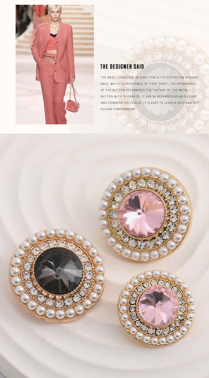 High-end button-down cashmere coat, suit jacket, Chanel style, luxurious diamond-encrusted rhinestone decoration, large buttons pic 11