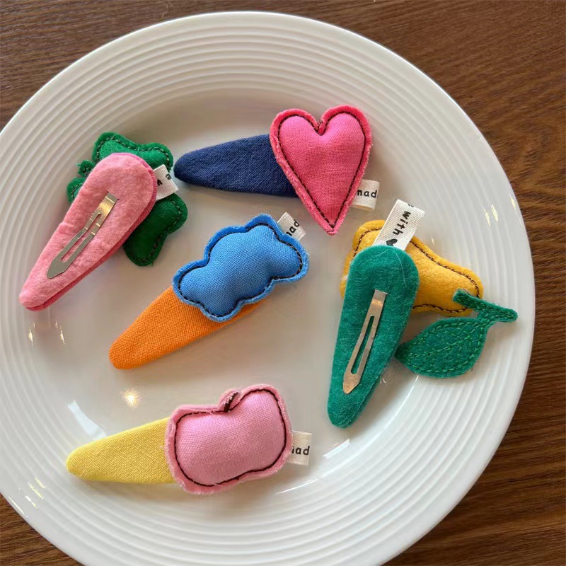 New handcrafted fruit fabric hair clips from South Korea, colorful and cute cloud cartoon girl hair clips, baby side clips, BB clips pic 6