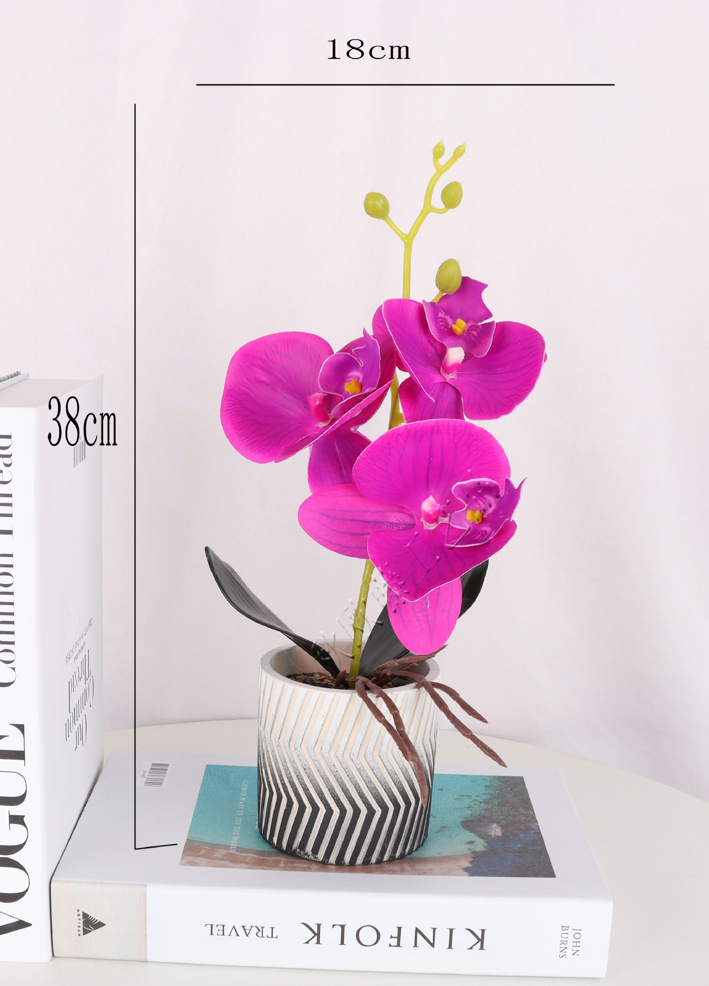 Maceta de cemento simulación phalaenopsis 3 cabezas maceta/bonsái simulación/flor simulación creatividad interior cámara pequeña pieza/amazon pic 3