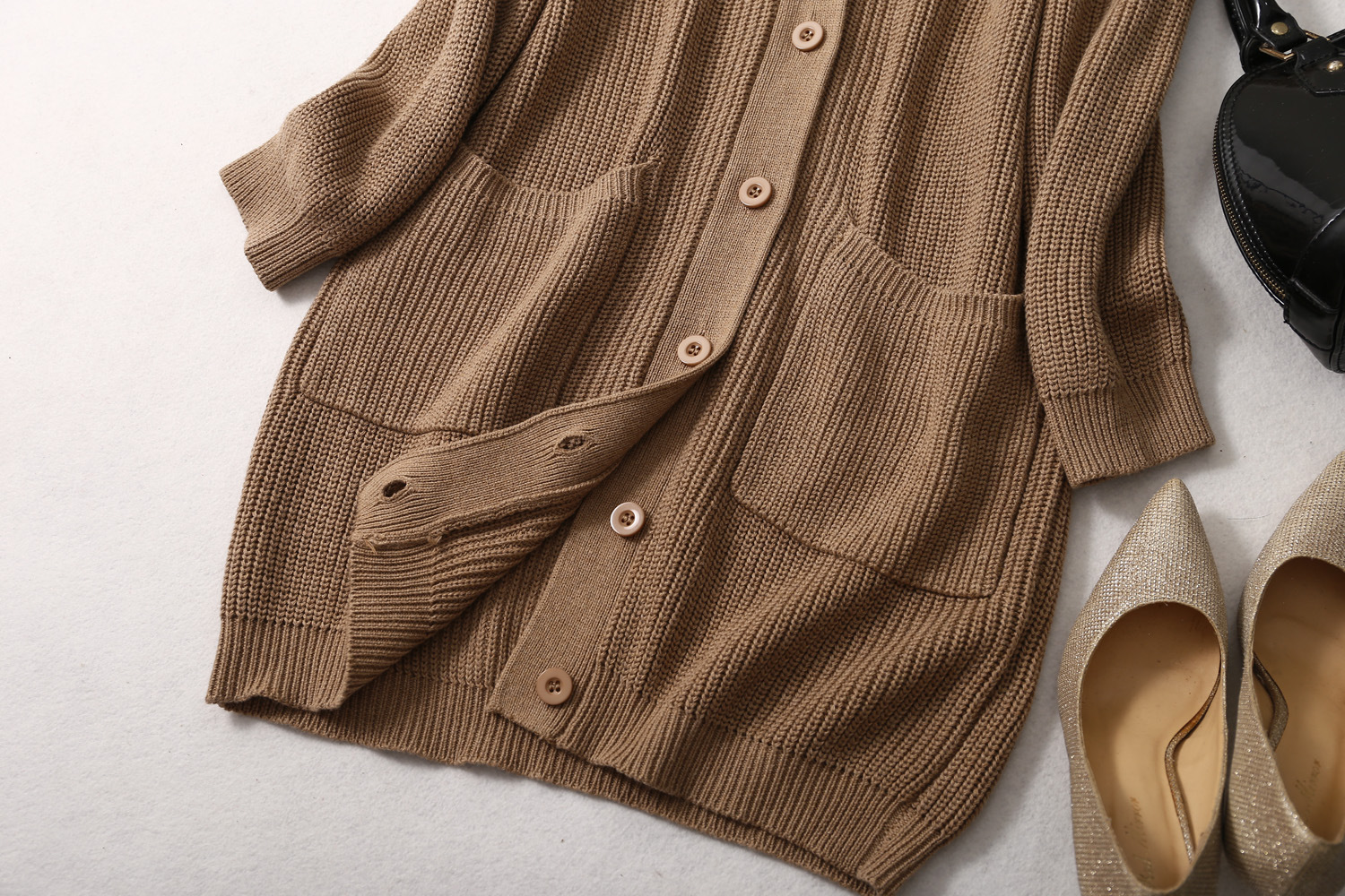 Sweater cardigan autumn and Winter new collection: Knitted silk and cashmere blend cardigan, elegant commuting loose thick knitted sweater for women pic 8