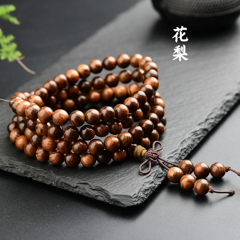 Wholesale of wooden cultural and recreational bracelets made of yellow rosewood, old mountain sandalwood, yellow rare sandalwood, agarwood, green sandalwood Buddhist prayer beads and prayer beads for women pic 22