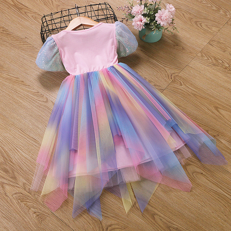 纯棉跨境女童连衣裙独角兽童裙女宝宝蓬蓬裙发光美人鱼公主裙代发详情18