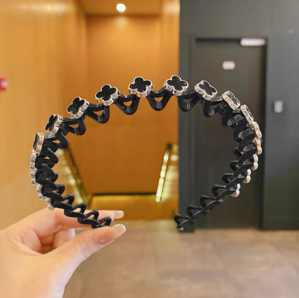 韩版简约女生浪珍珠波浪发箍夏天碎发刘海神器懒人编发发箍头饰女详情4