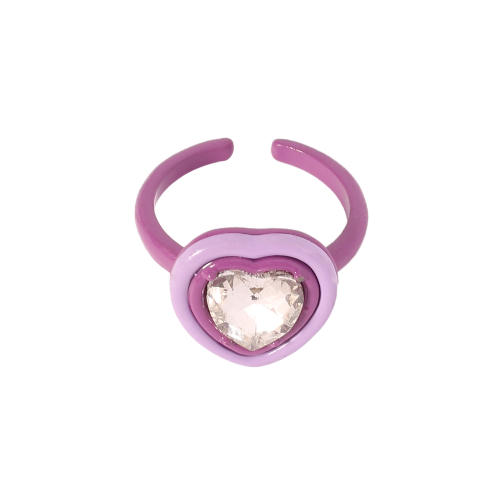 Trendy and personalized joint ring, heart-shaped water diamond resin ring, adjustable opening for women, sweet and girlish index finger ring pic 6