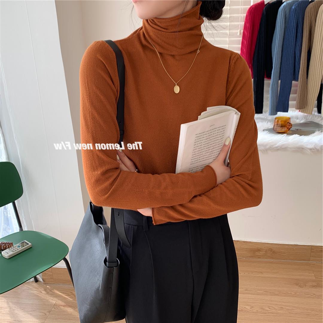 秋冬新款女装高领卷边打底衫糖果色修身保暖基础款仿羊绒衫毛衣女详情102