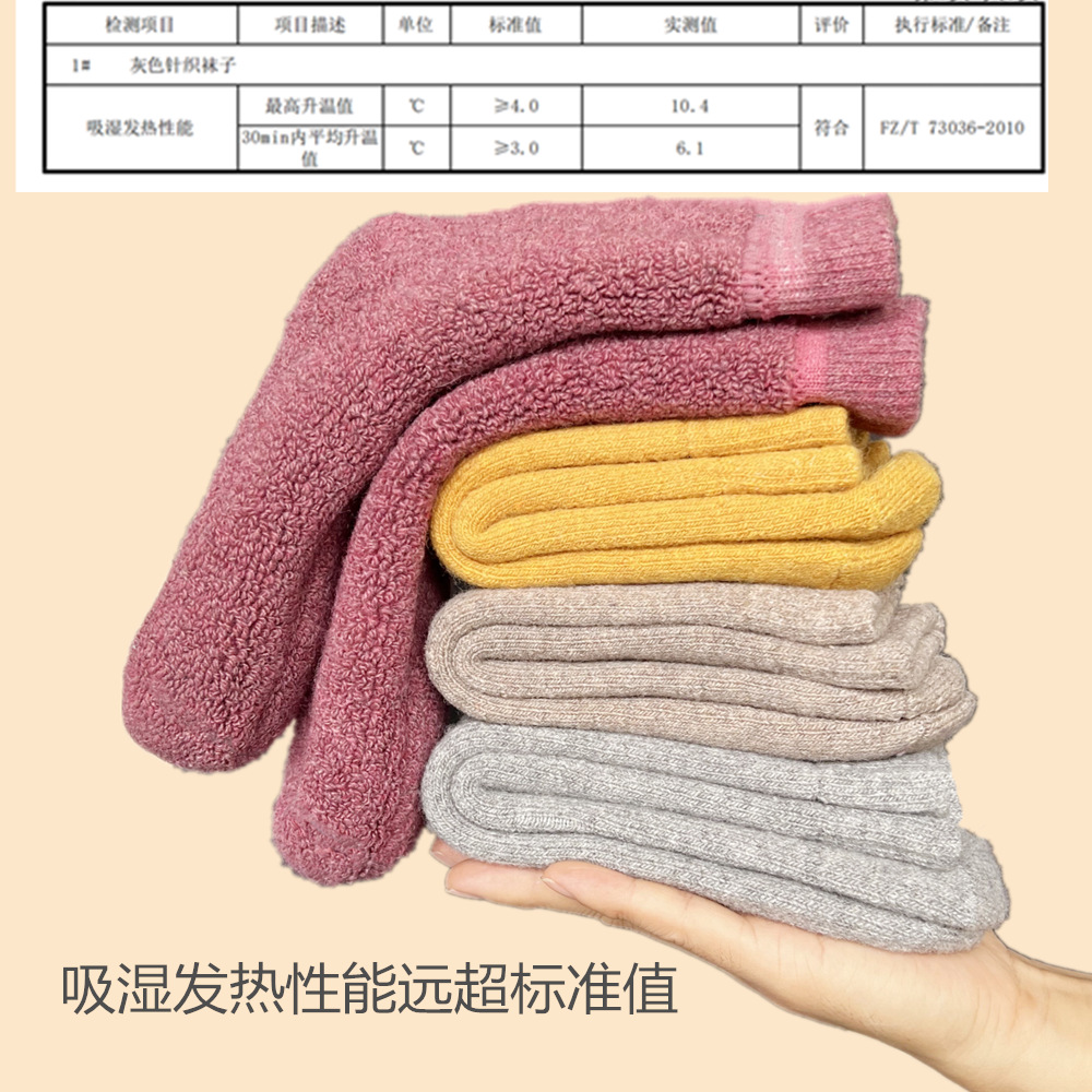 Autumn and winter wool socks for women, mid-calf socks with fleece and thickened heating and warmth, super thick wool socks for men, wool pic 2