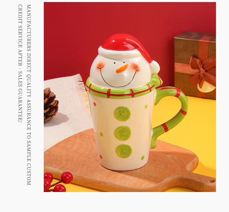 Creative cartoon mugs for female students, Korean version cute ceramic Christmas water cups with LIDS, milk mugs wholesale pic 15