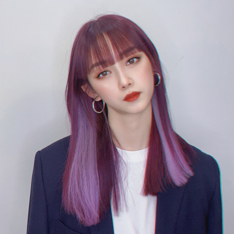 Ear-hanging dyed colored wig pieces, one-piece natural invisible highlight dyed hair extensions, gradient long straight hair extensions for women pic 11