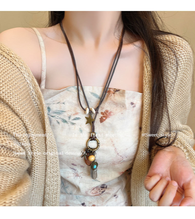New Chinese-style Zen-inspired long feather necklace, a retro and versatile female ethnic style, a layer-and-wear sweater chain, a best-selling niche accessory pic 14