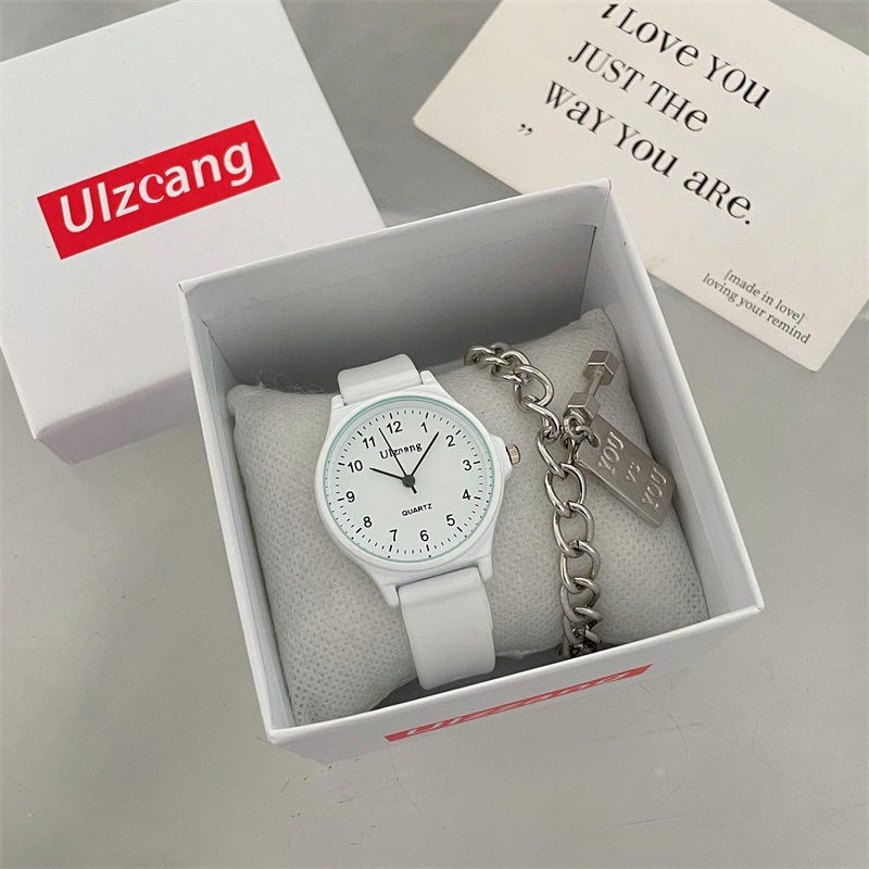 考试专用手表女高中学生指针式上课看时间青春校园验控显白奶茶色详情20