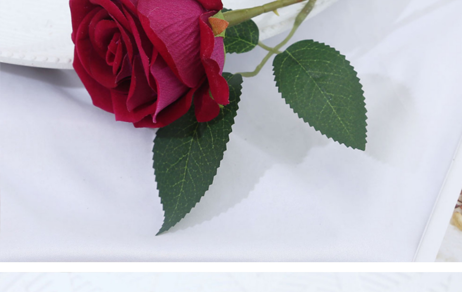 单支手感绒布仿真玫瑰花玫瑰瀑布情人节婚礼花束插花花墙装饰假花详情18