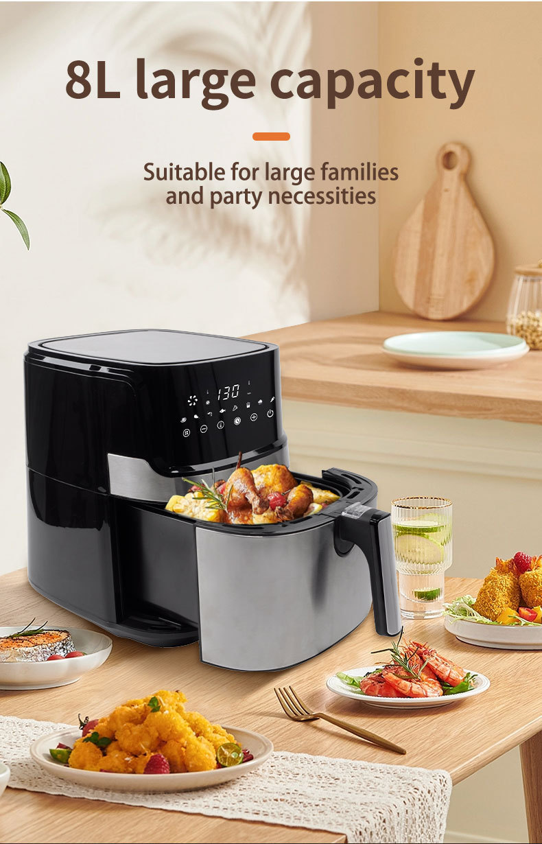 Household air fryer, electric fryer, 8L cross-border export capacity, healthy fryer, stainless steel, WiFi-connected fryer pic 4
