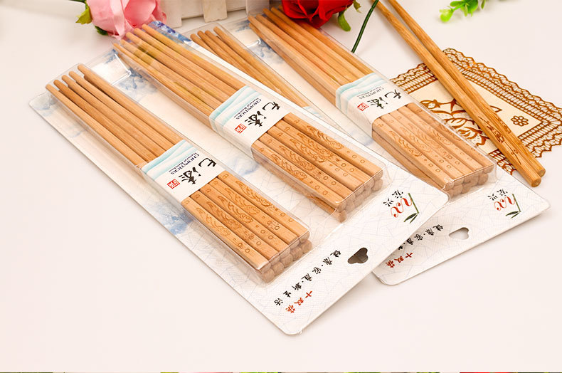 Wholesale of unpainted and waxed household chopsticks, unjointed original bamboo chopsticks, vacuum-formed box tableware and gifts, carbonized bamboo chopsticks pic 32